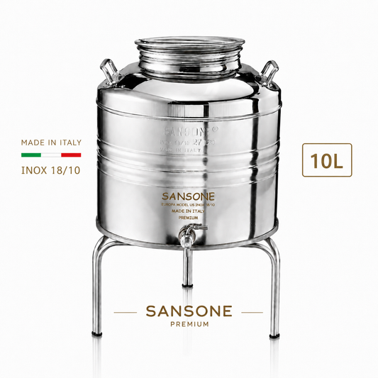 Citerne 10L en Inox Alimentaire 18/10 Sansone Premium – Made in Italy – avec Support