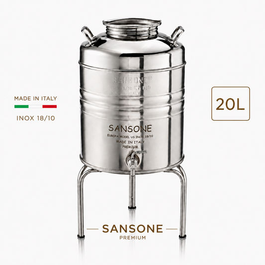Citerne 20L en Inox Alimentaire 18/10 Sansone Premium – Made in Italy – avec Support