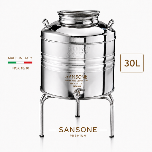 Citerne 30L en Inox Alimentaire 18/10 Sansone Premium – Made in Italy – avec Support