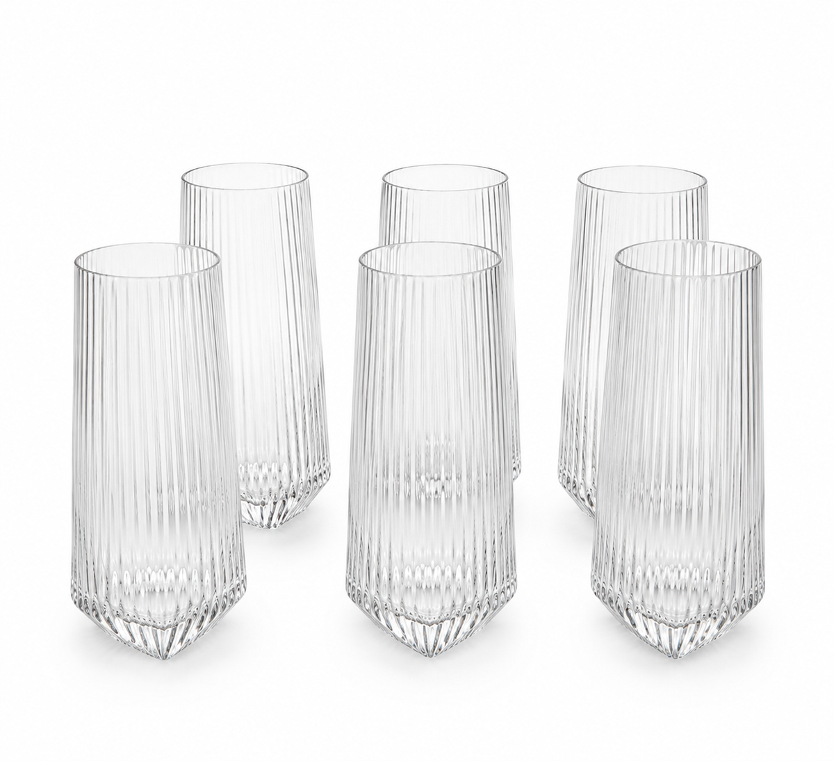 Ensemble de 6 Verres Cannelés "Pointe d'Élégance"