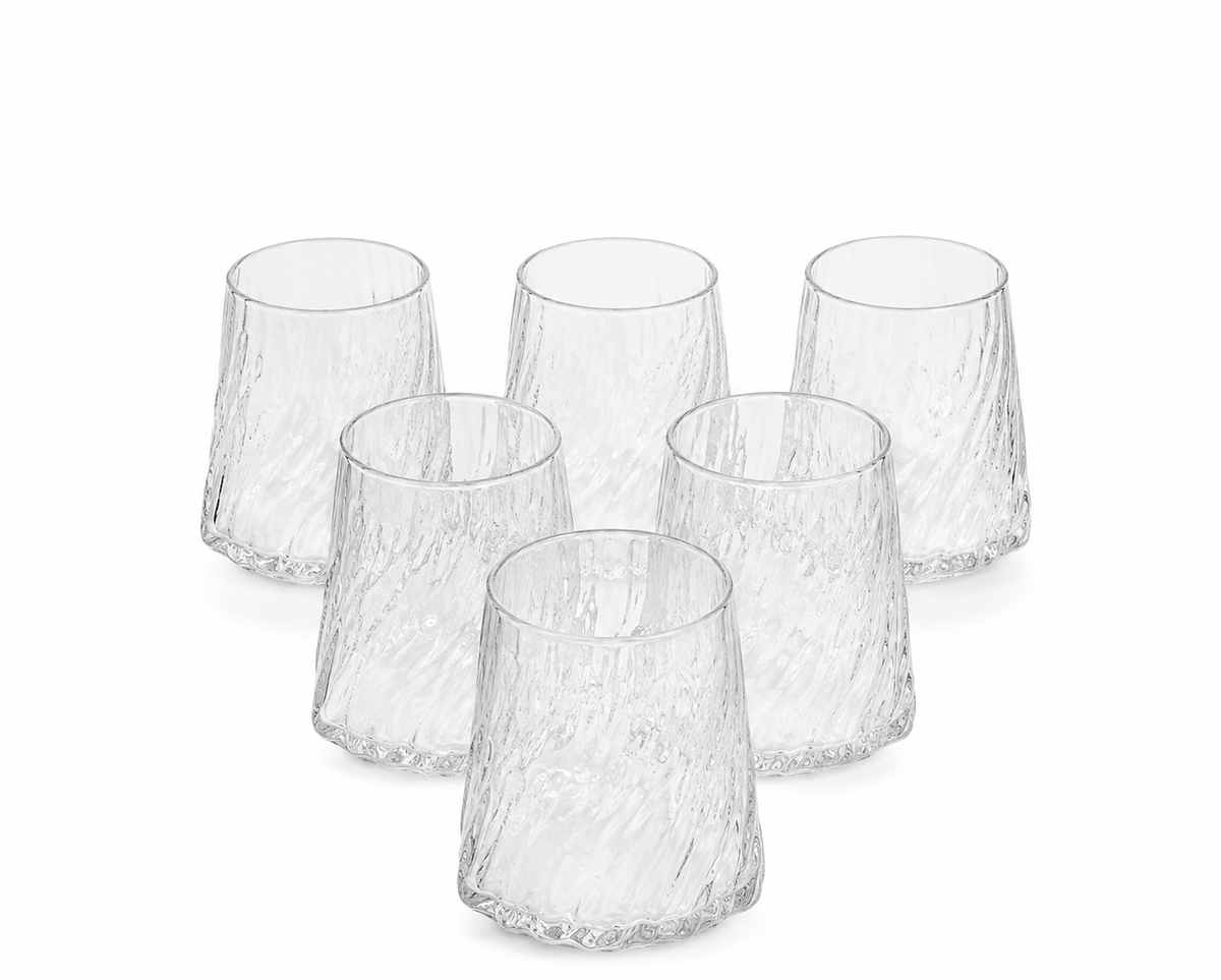 Ensemble de 6 Verres Bas "Cannelés "Pointe d'Élégance"