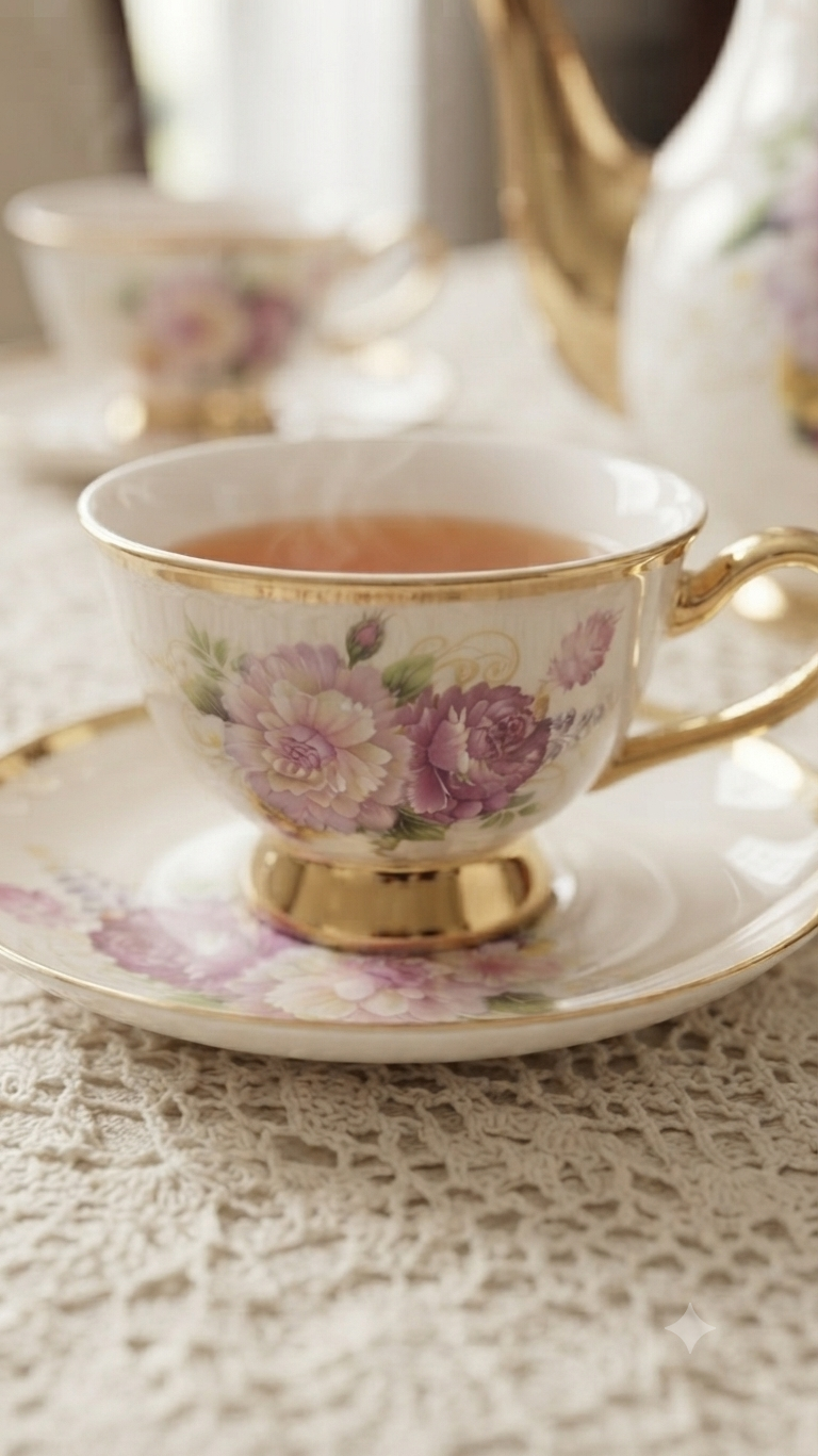 Service à Thé & Café "Jardin de Roses" (Set Élégance)