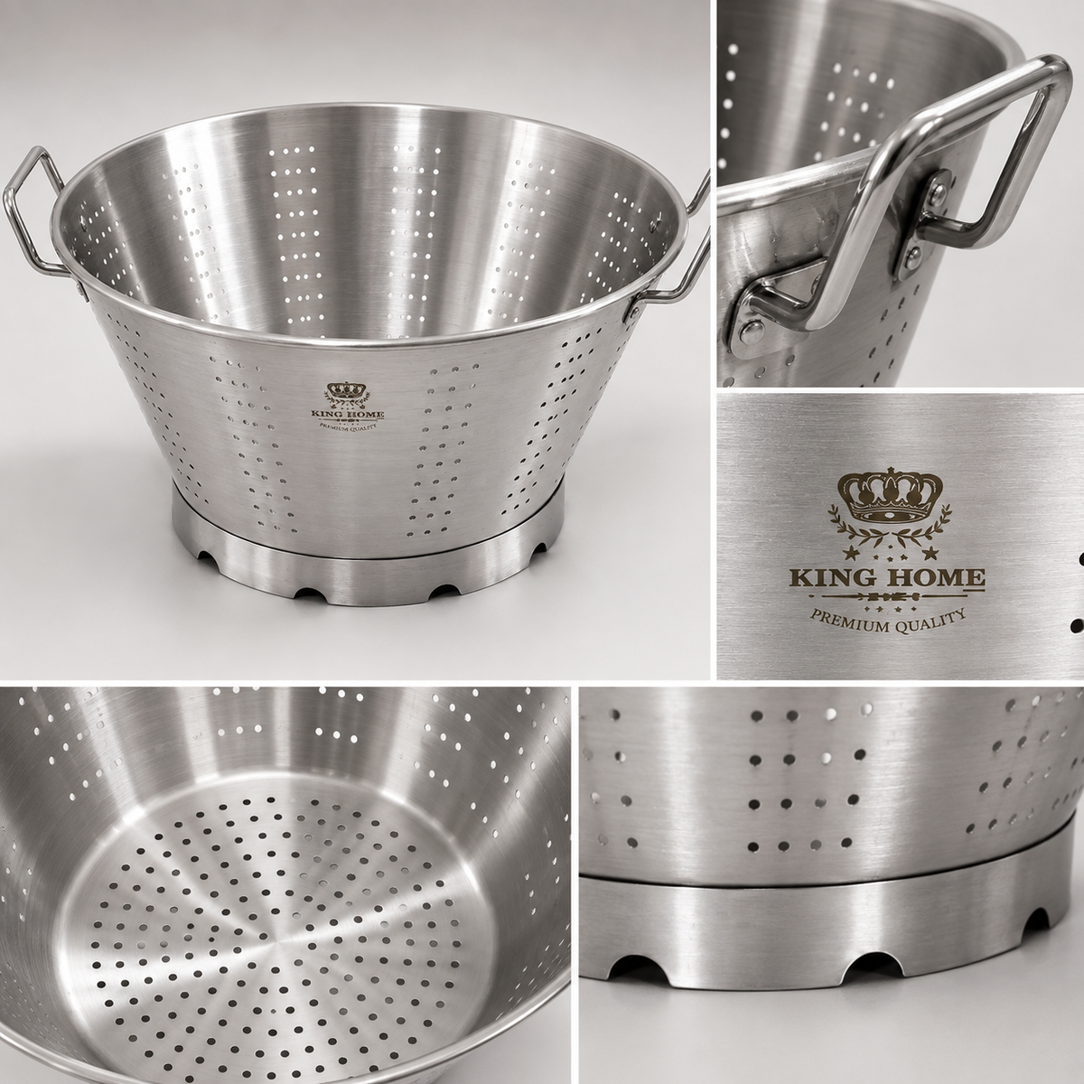 Égouttoir Professionnel en Acier Inoxydable KING HOME – Format XXL (Ø 50 cm)