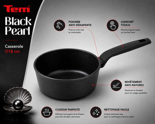 TEM Casserole Black Pearl 18 cm