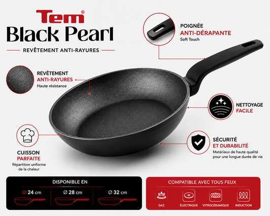 Tem Poele Black Pearl (24cm ou 28cm ou 32cm)