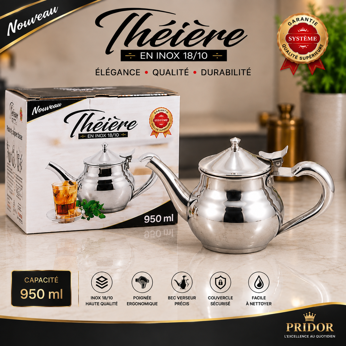 Théière en Inox 18/10 - Élégance, Qualité et Durabilité