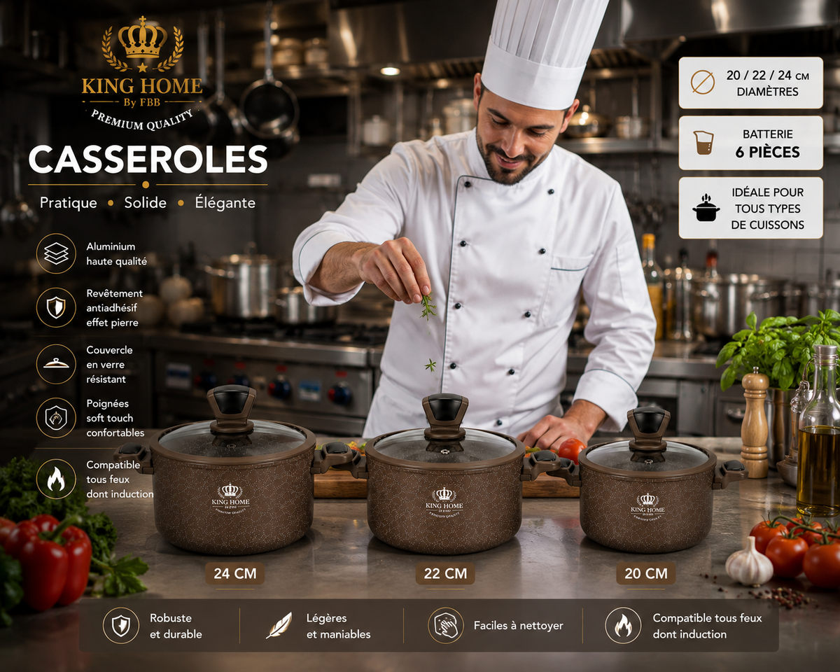 Batterie de Cuisine en Granite King Home (6 pièces) – L'Excellence du Granite pour votre Cuisine (6 pièces)