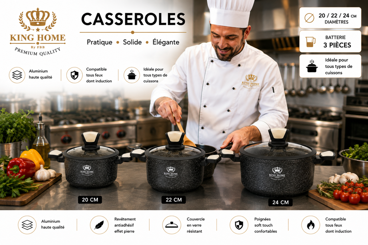 Batterie de Cuisine en Granite King Home (6 pièces) – L'Excellence du Granite pour votre Cuisine (6 pièces)