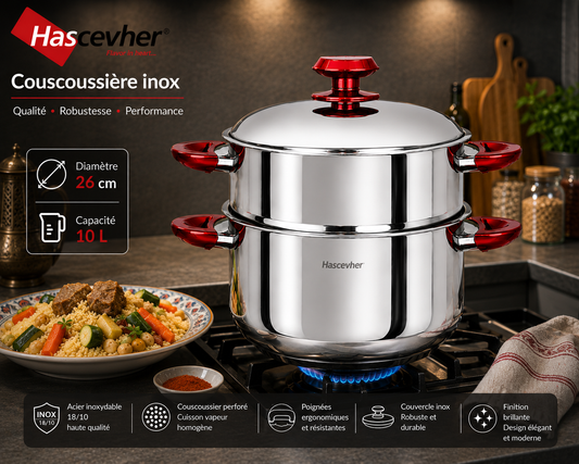 Couscoussière Hascevher Inox – 24 cm / 8L