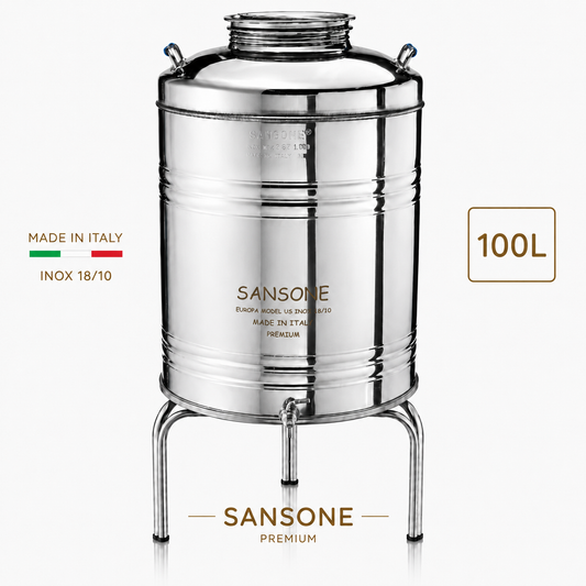 Citerne 100L en Inox Alimentaire 18/10 Sansone Premium – Made in Italy – avec Support