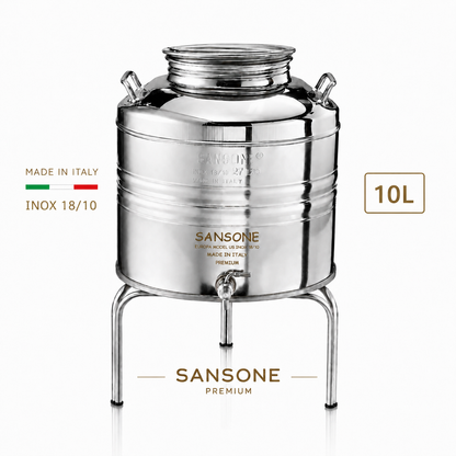 Citerne 10L en Inox Alimentaire 18/10 Sansone Premium – Made in Italy – avec Support