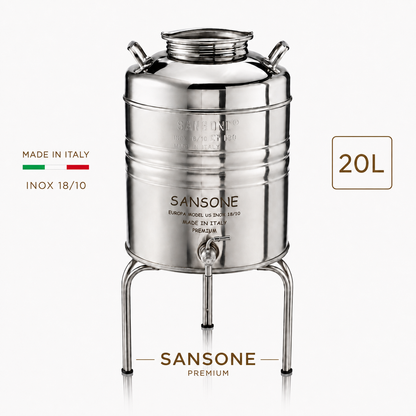 Citerne 20L en Inox Alimentaire 18/10 Sansone Premium – Made in Italy – avec Support