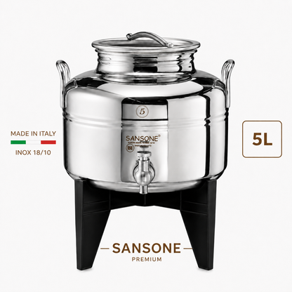 Citerne 5L en Inox Alimentaire 18/10 Sansone Premium – Made in Italy – avec Support