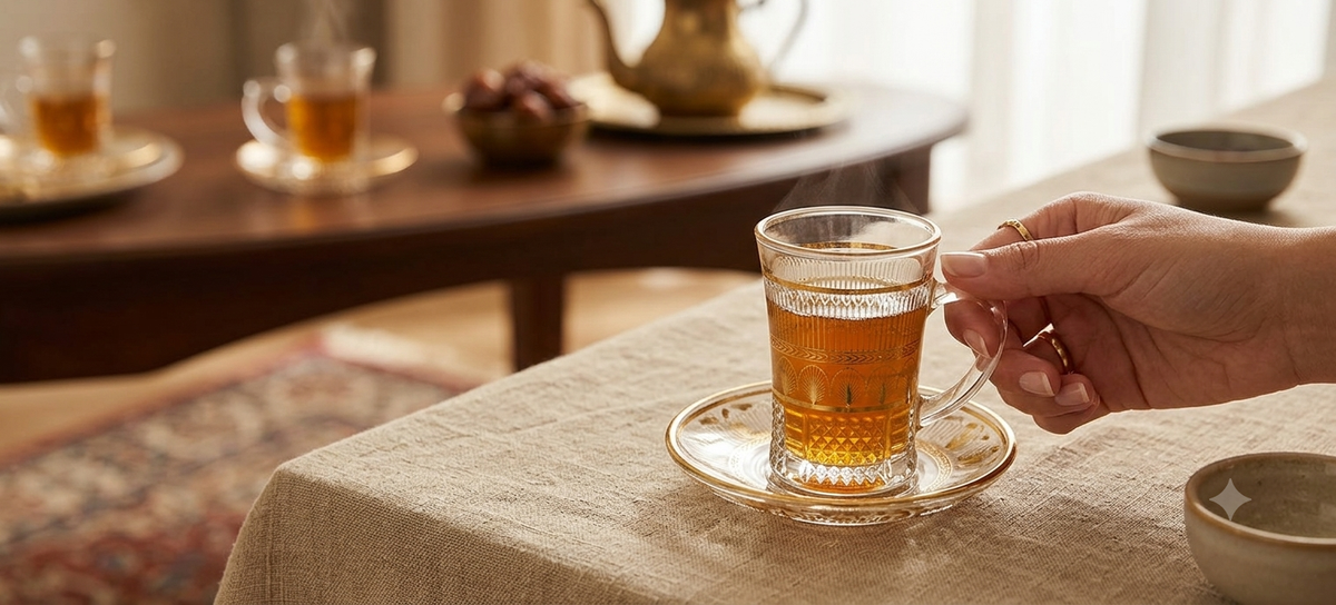 Service à thé turc en verre ciselé (12 Pièces)