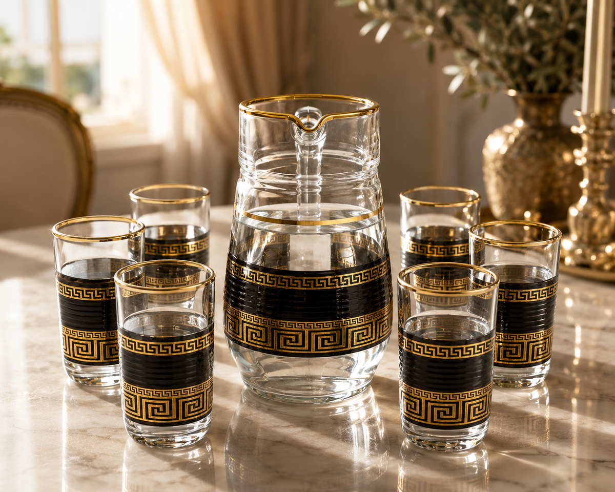Service à Eau & Rafraîchissements Clé Grecque (7 Pièces)