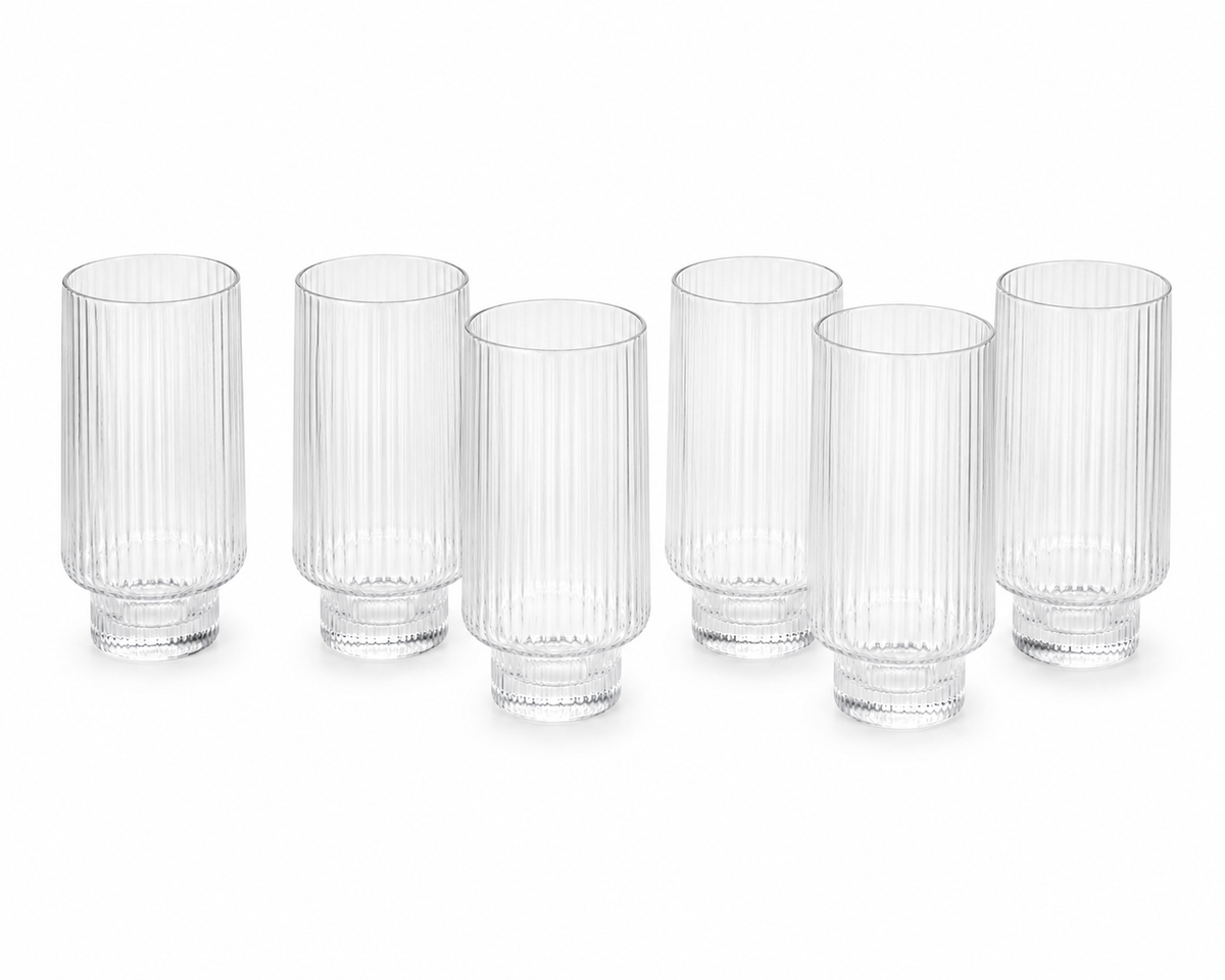 Ensemble de 6 Verres à Boisson Cannelés "Élégance Verticale"