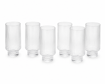Ensemble de 6 Verres à Boisson Cannelés "Élégance Verticale"