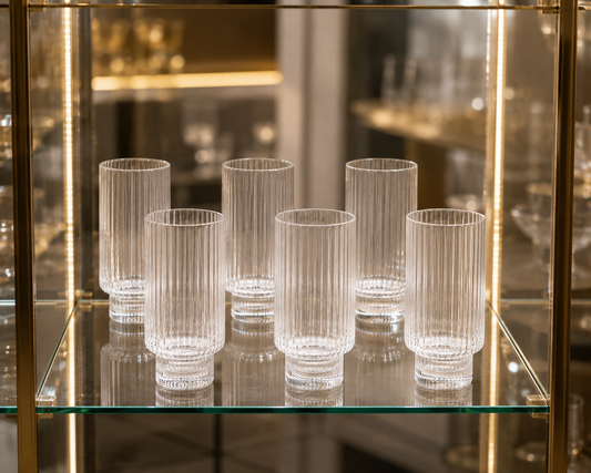 Ensemble de 6 Verres à Boisson Cannelés "Élégance Verticale"