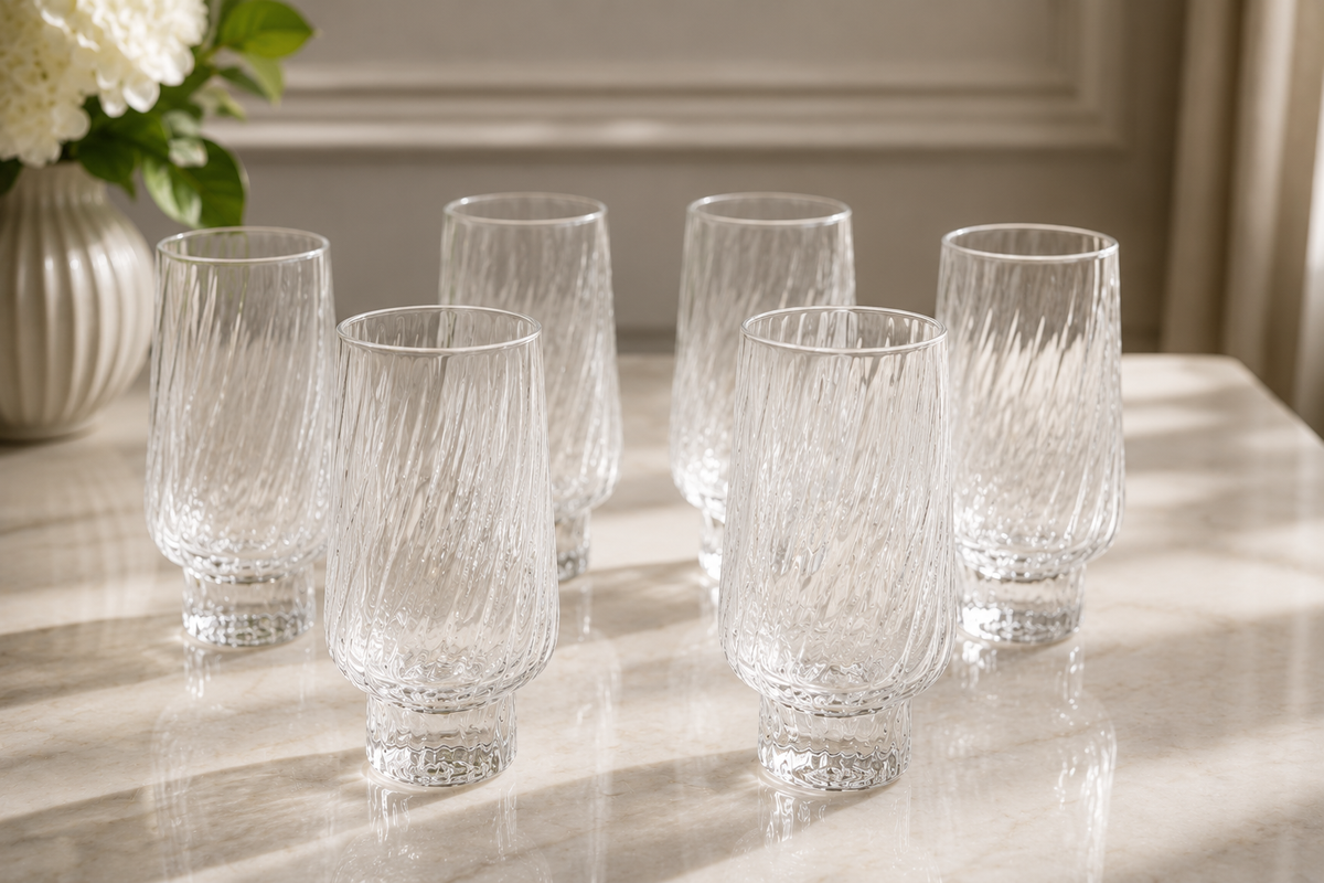 Ensemble de 6 à Boisson Verres Torchon "Élégance Texturée"