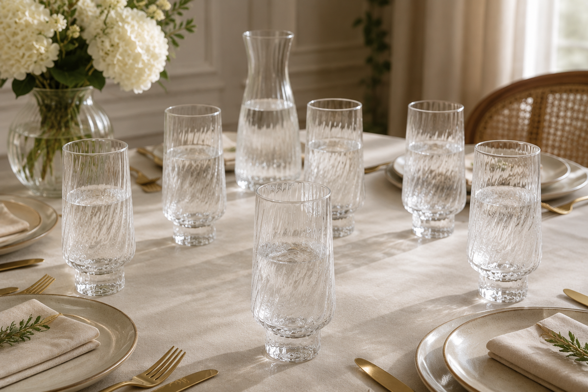Ensemble de 6 à Boisson Verres Torchon "Élégance Texturée"