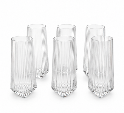 Ensemble de 6 Verres Cannelés "Pointe d'Élégance"