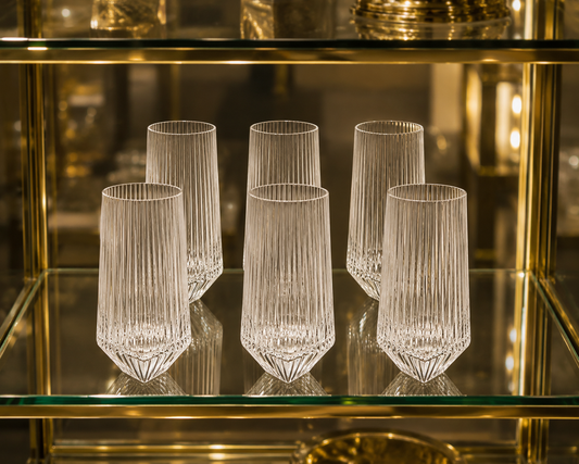 Ensemble de 6 Verres Cannelés "Pointe d'Élégance"