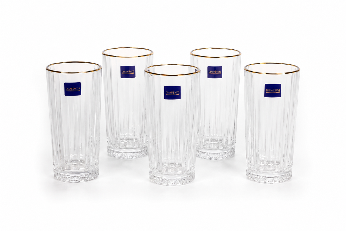 Ensemble de 6 Verres "Élégance Verticale & Dorée"