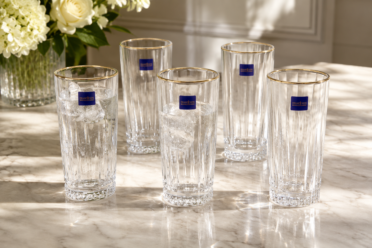 Ensemble de 6 Verres "Élégance Verticale & Dorée"