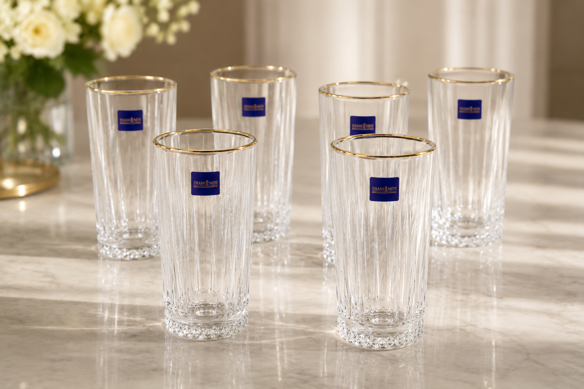 Ensemble de 6 Verres "Élégance Verticale & Dorée"