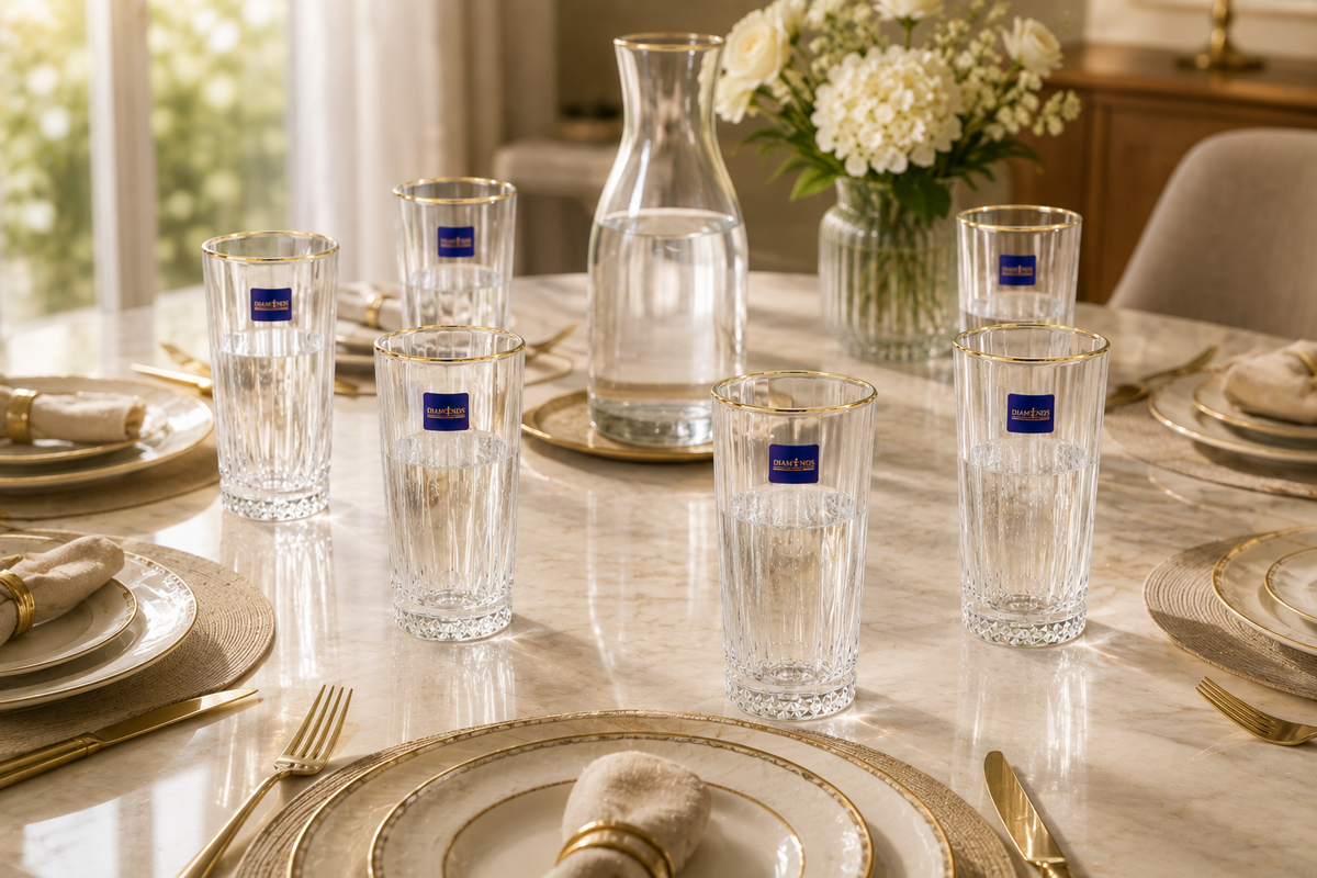 Ensemble de 6 Verres "Élégance Verticale & Dorée"