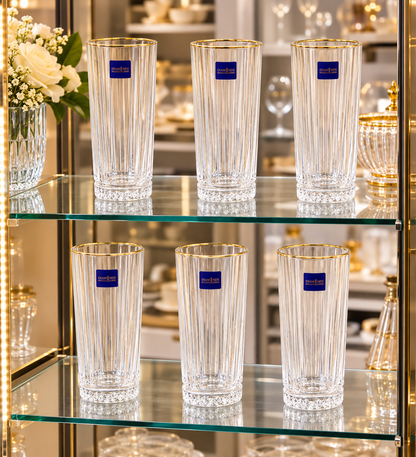 Ensemble de 6 Verres "Élégance Verticale & Dorée"