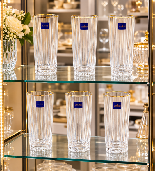 Ensemble de 6 Verres "Élégance Verticale & Dorée"