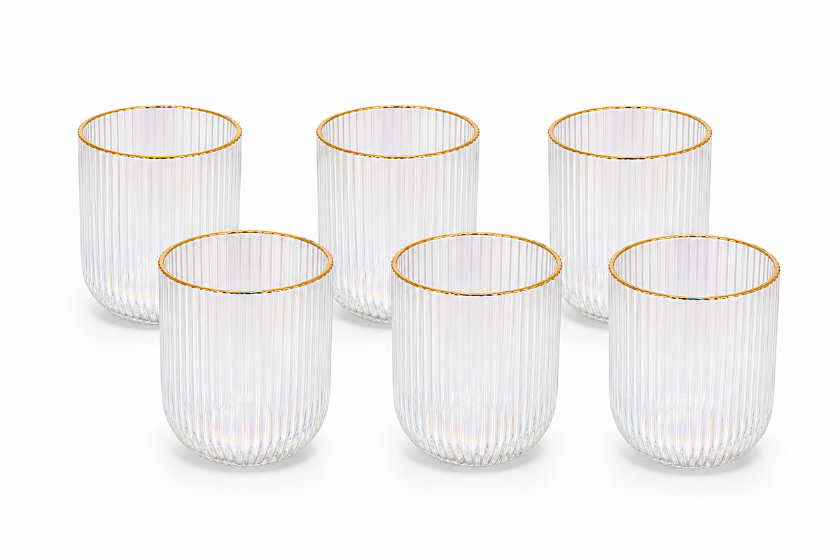 Ensemble de 6 Verres Cannelés "Éclat Doré"