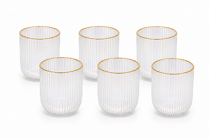 Ensemble de 6 Verres Cannelés "Éclat Doré"