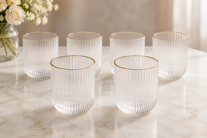 Ensemble de 6 Verres Cannelés "Éclat Doré"