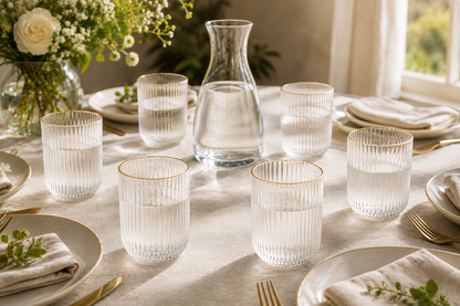 Ensemble de 6 Verres Cannelés "Éclat Doré"