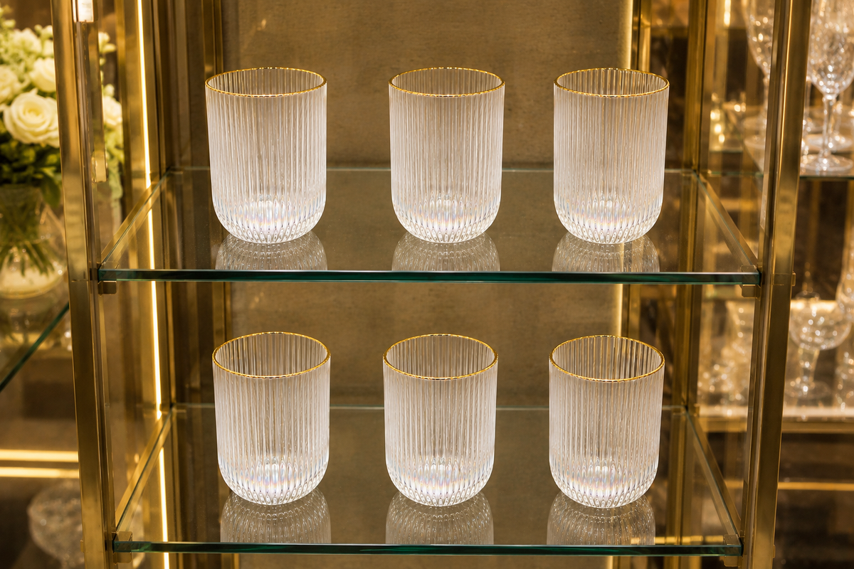 Ensemble de 6 Verres Cannelés "Éclat Doré"