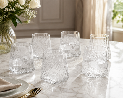 Ensemble de 6 Verres Bas "Cannelés "Pointe d'Élégance"
