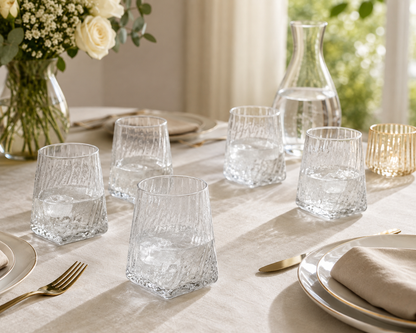 Ensemble de 6 Verres Bas "Cannelés "Pointe d'Élégance"