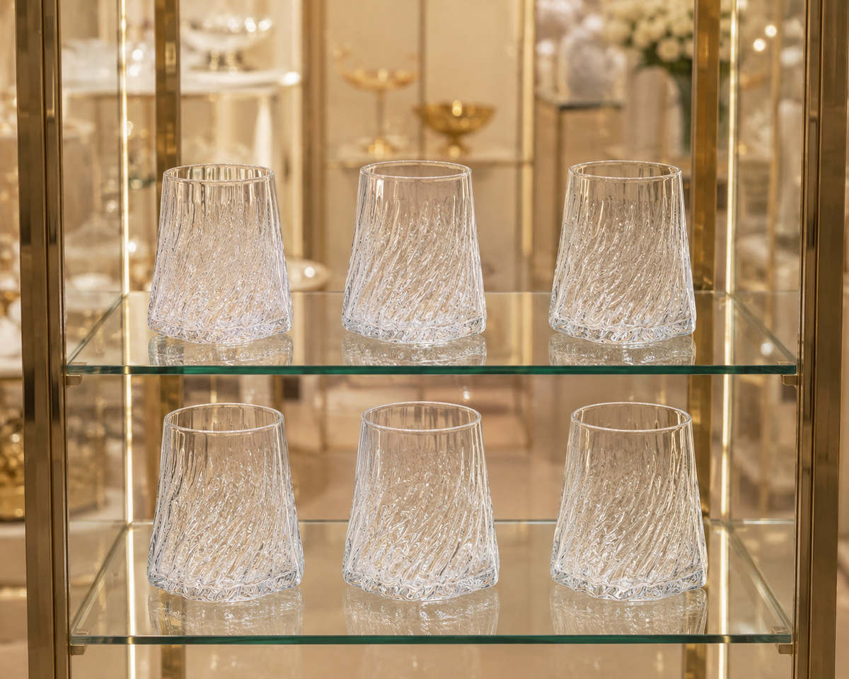 Ensemble de 6 Verres Bas "Cannelés "Pointe d'Élégance"
