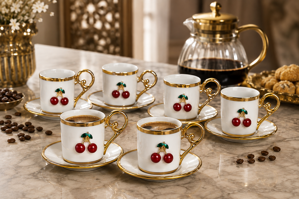 Service à Café "Cerise Royale" (6 Tasses)