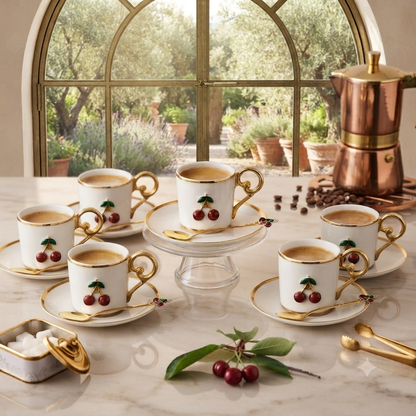 Service à Café "Cerise Royale" (6 Tasses)