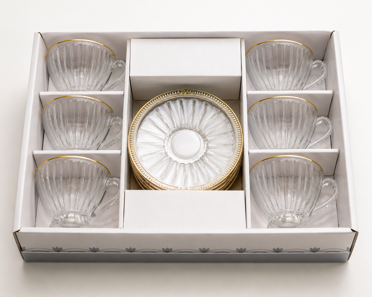 Service à Café "Cristal Doré" (6 Tasses)