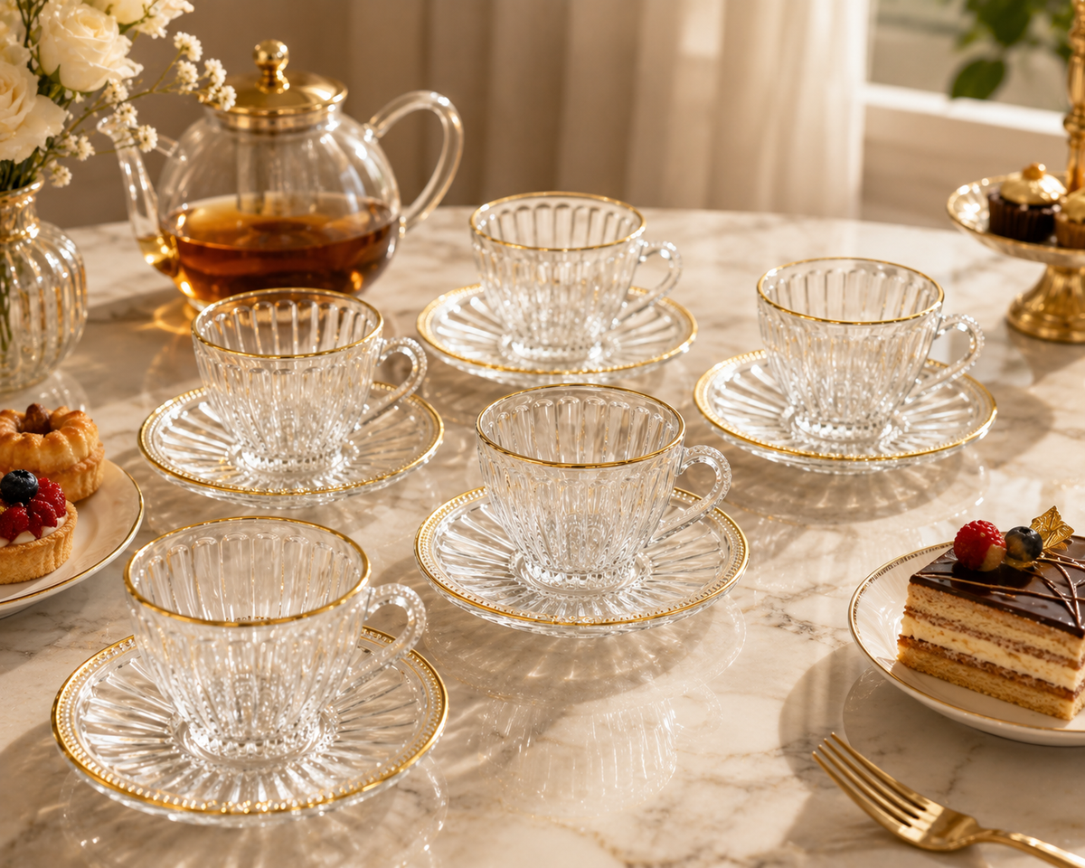 Service à Café "Cristal Doré" (6 Tasses)