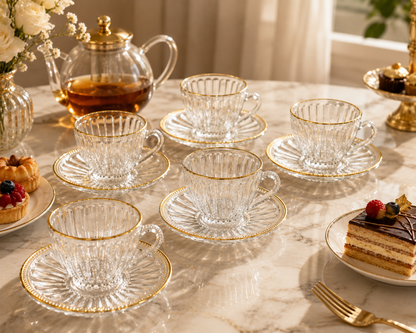 Service à Café "Cristal Doré" (6 Tasses)