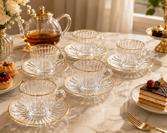Service à Café "Cristal Doré" (6 Tasses)