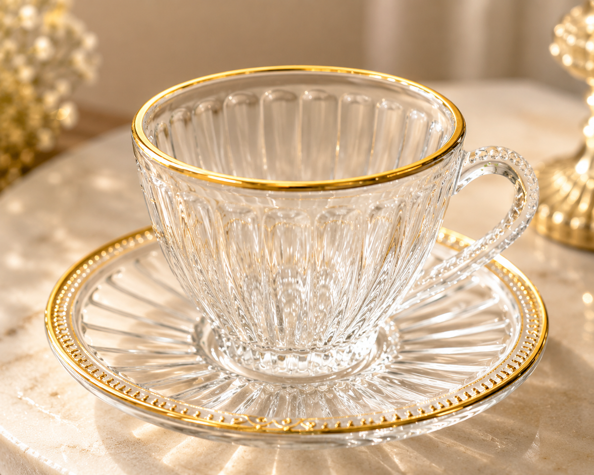 Service à Café "Cristal Doré" (6 Tasses)