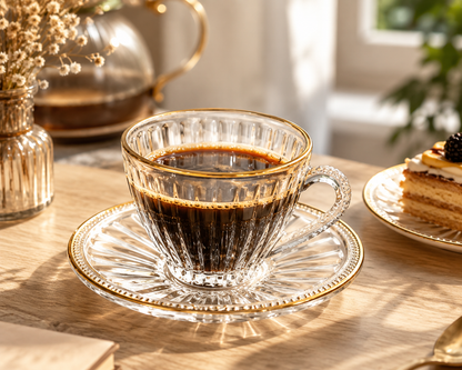 Service à Café "Cristal Doré" (6 Tasses)