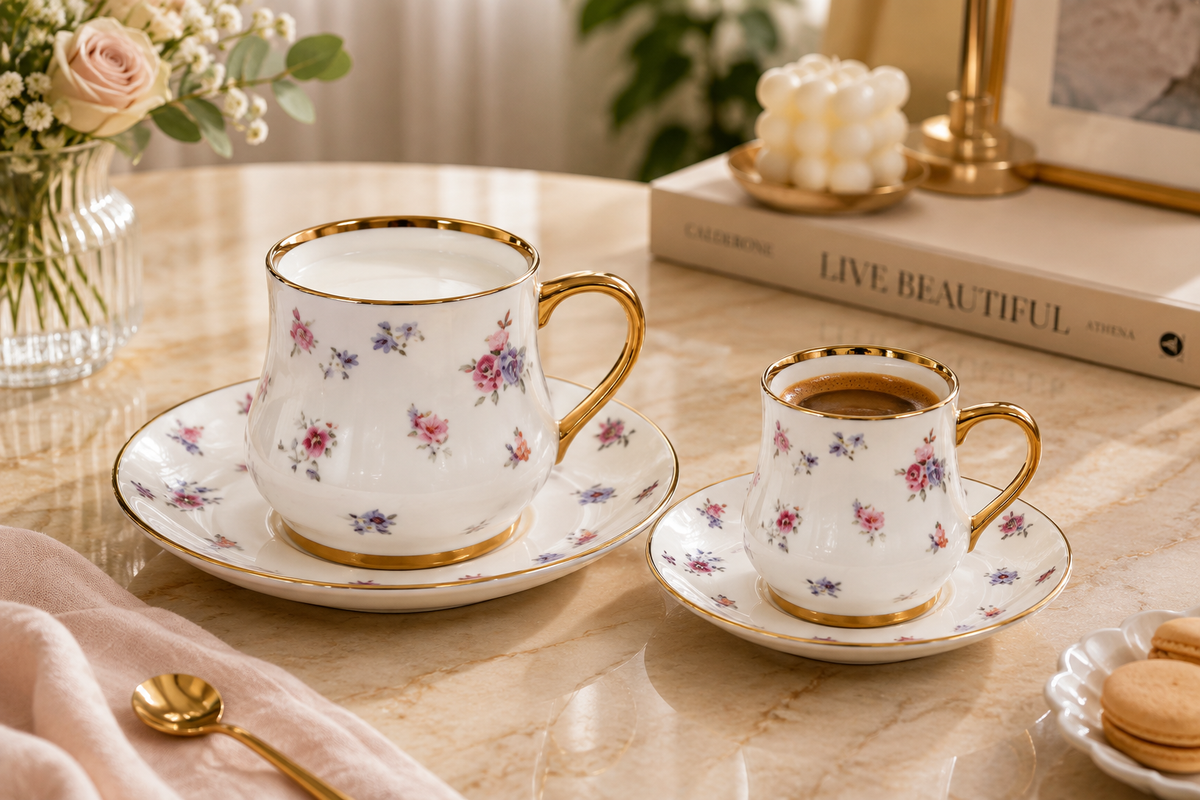 Service Duo "Romance Florale" – Grand & Petit Service