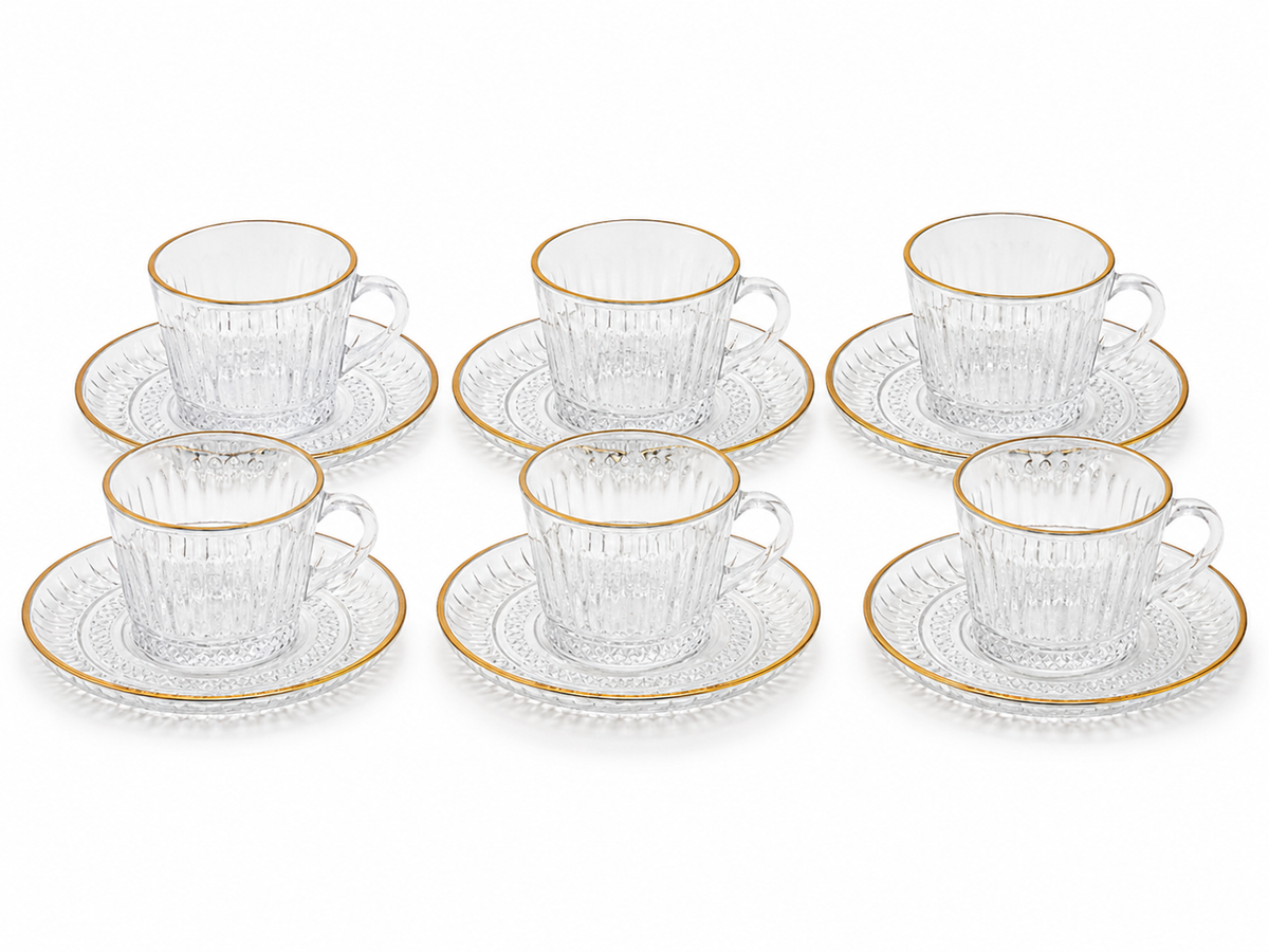 Service à Café "Luminescence" – Verre Ciselé & Dorure